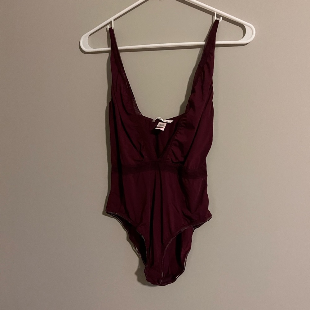 Victoria’s Secret plum deep v neck body suit